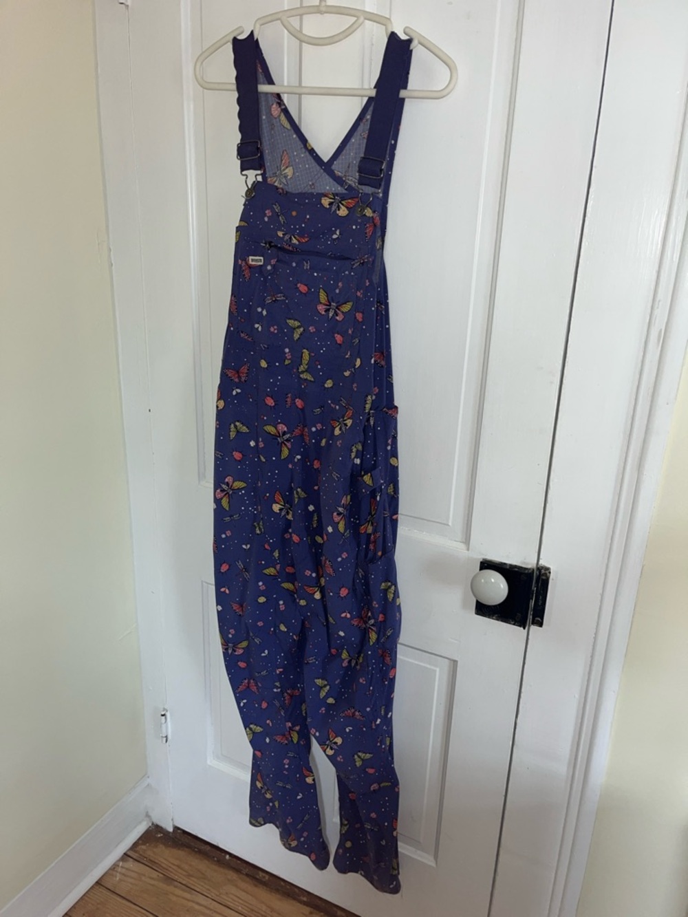 Duluth Trading Co purple butterflies Women's Overalls Jumpsuit medium x 29